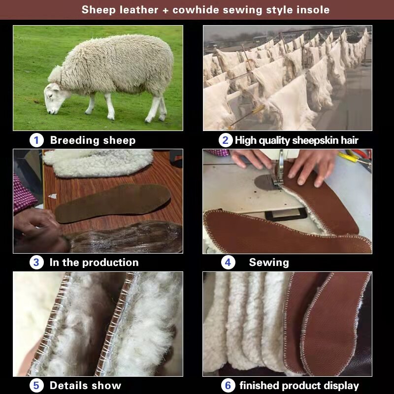 Кожаные стельки из овчины + головной слой из натуральной воловьей кожи, ручная работа, защита от холода, теплые ноги, удаление запаха ног, мод...