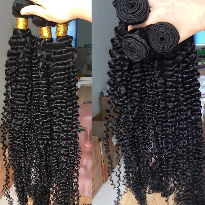 8-32นิ้ว Kinky Curly Human Hair Bundles ยาวธรรมชาติ Curly 1/3/4/5มาเลเซียมนุษย์ผมสานข้อเสนอ Bundle Hair Extensions