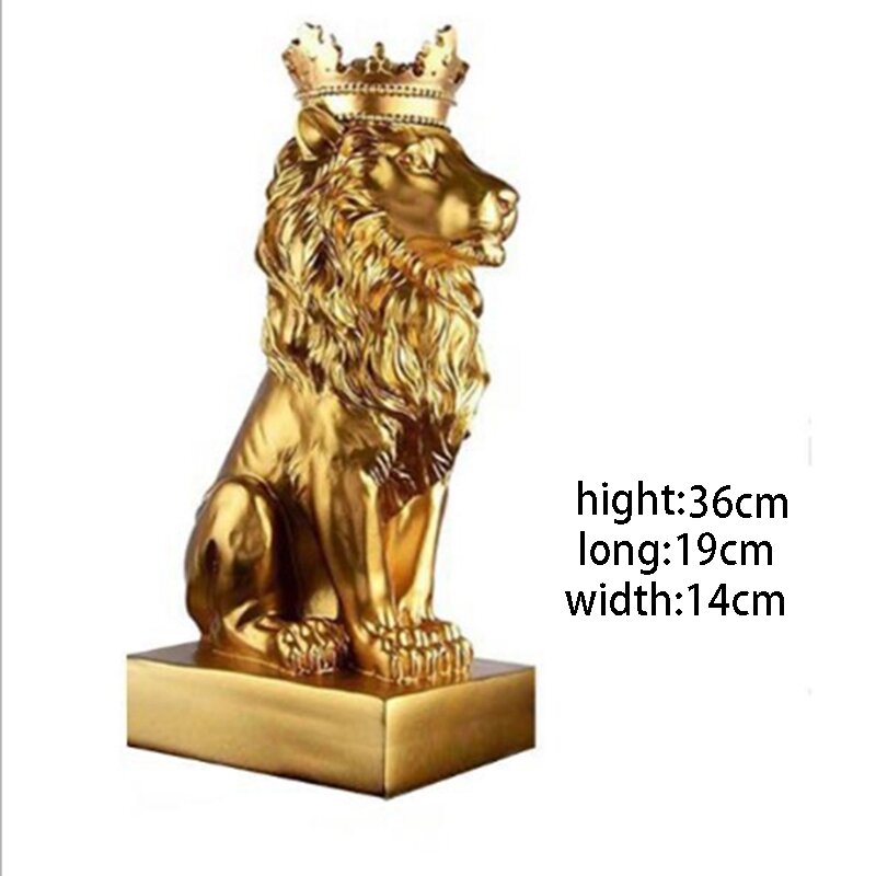 AF88 -Crown Lion Statue Home Office Bar Lion Faith Resin Sculpture Model Crafts Ornaments Animal Abstract Art Decoration Gift