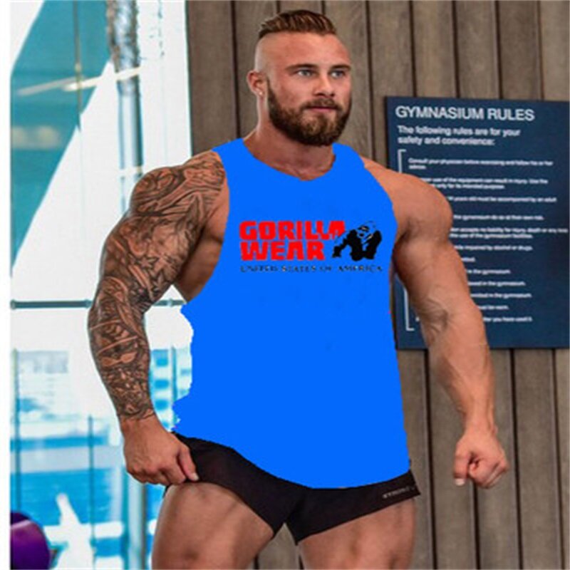 Gorilla Wear Fashion Cotton Sleeveless Tank Top Men Fitness Muscle Shirt Mens Singlet Bodybuilding Workout Gym Vest Fitness Men