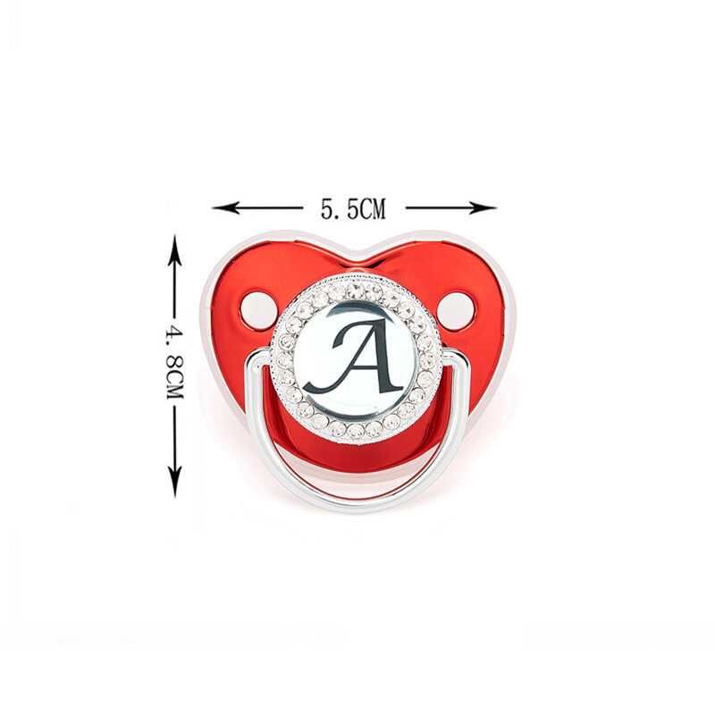 Name Initial Letters Baby Pacifier Newborn Silicone Pacifier With Lid Red Bling Infant Nipple BPA Free Baby Soother Dummy 0-24M