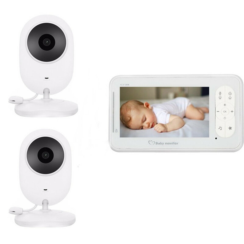 Babyphone vidéo sans fil, écran 4.3 ", avec 2 caméras, haute résolution couleur, caméra de sécurité pour bébé/nounou, Mode VOX, surveillance de la température