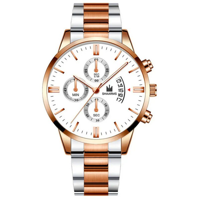 Relógio de quartzo masculino calendário luminoso agulha moda borboleta duplo snap fivela de aço inoxidável cinta relógio analógico