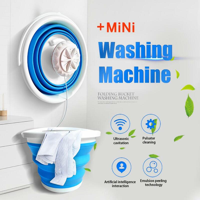Mini máquina de lavar roupa ultrassônica, dobrável, mini máquina de lavar, meias e calcinhas, artefato de limpeza