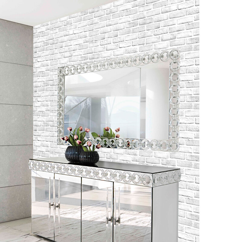 Papier peint auto-adhésif 3D PVC blanc brique, revêtement mural auto-adhésif meubles salle de bains salon cuisine