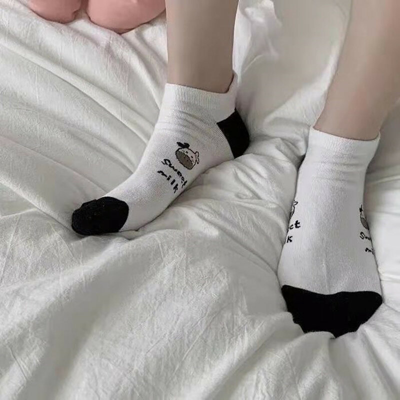 Cartoon Tier Baumwolle Socken Lustige Nette Kawaii AnimalCattle Multi-farbe Chacter Druck Frauen Weibliche Hipster Harajuku Kurze Socke