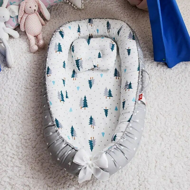 Bebê pod ninho infantil cama de viagem reversível macio recém-nascido dormir almofada berço babynest berço