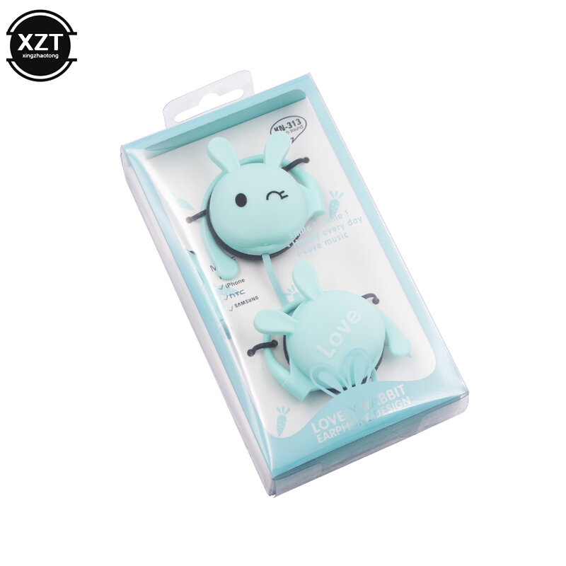 3.5mm Cute Rabbit Cartoon Stereo Earphone Headphone with Ear-hook Sports Headset for Girls Kids Xiaomi Mobile Phone Gift Mp3