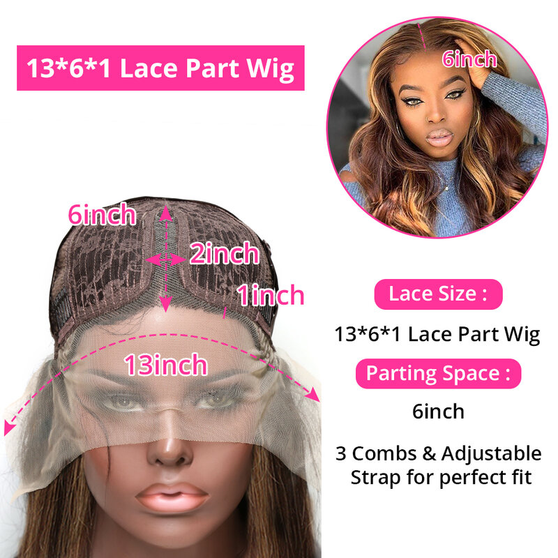 Highlight Wig Human Hair Body Wave Lace Front Human Hair Wigs Brown Colored Human Hair Wigs Preplucked Hairline Wig For Women