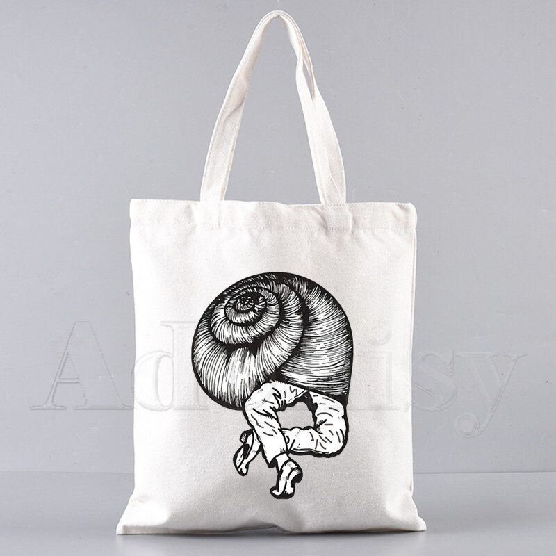 Junji Ito Print Canvas Shoulder Tote Bag for Women Handbags Eco Reusable Shopping Bag Vintage Fashion Ulzzang Bags