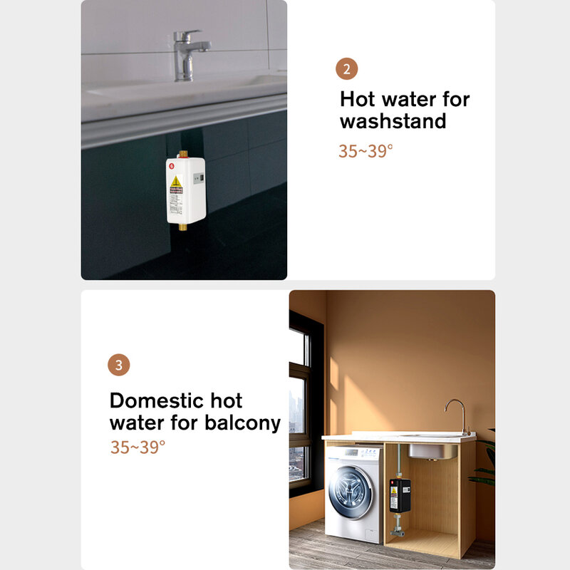 Electric Water Heater Instantaneous Tankless Instant Hot Water Heater Kitchen Bathroom Shower Flow Water Boiler 110V/220V