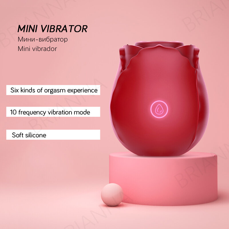 Mainan Vibrator Vibator Mawar untuk Wanita Alat Pengisap Klitoris Silikon Mainan Seks Bentuk Mawar Alat Pengisap Puting 10 Frekuensi Stimulator Klitoris