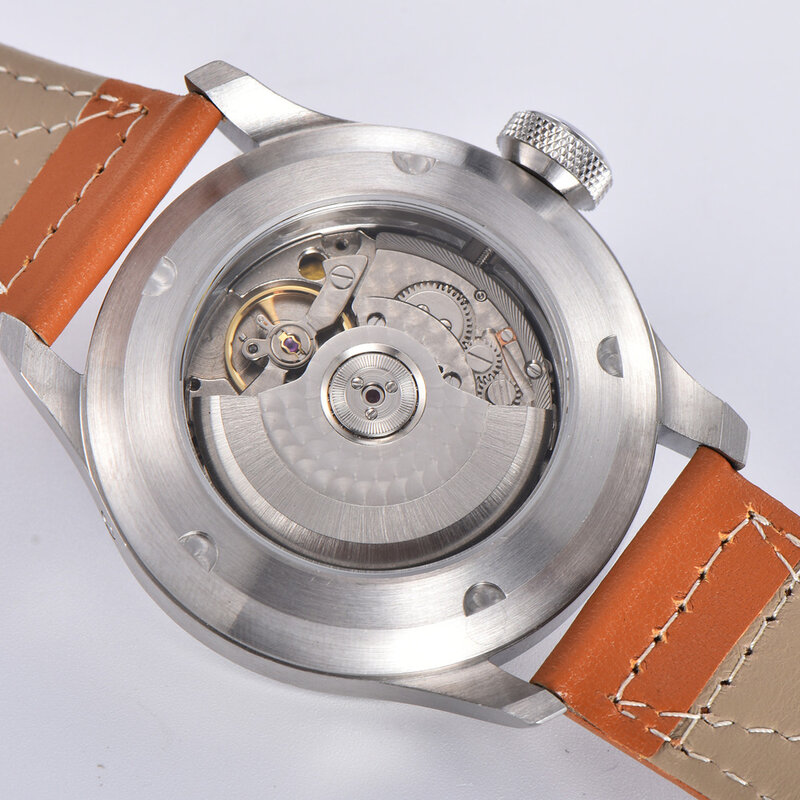 Мужские автоматические часы Parnis ST2530, черный циферблат, светящийся резерв энергии, черный циферблат, 47 мм