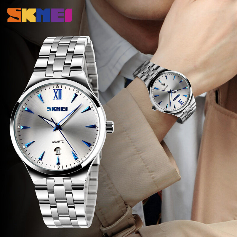 SKMEI – montre-bracelet de luxe pour hommes et femmes, à Quartz, étanche, 3 bars, à la mode, avec calendrier, 9071