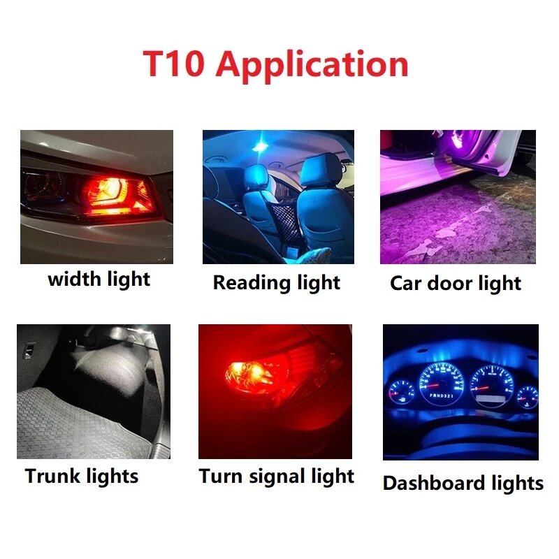 10 sztuk W5W Led T10 światła samochodowe kolby szkła 6000K biały Auto samochodów lampka tablicy rejestracyjnej Dome przeczytać DRL żarówki styl 12V akcesoria