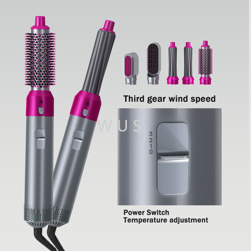 5 In 1 MultiFunctional Hair Dryer Comb Hot Air Styler Hair Curler Straightening Curling Iron Styling Brush Hair Styling Tool
