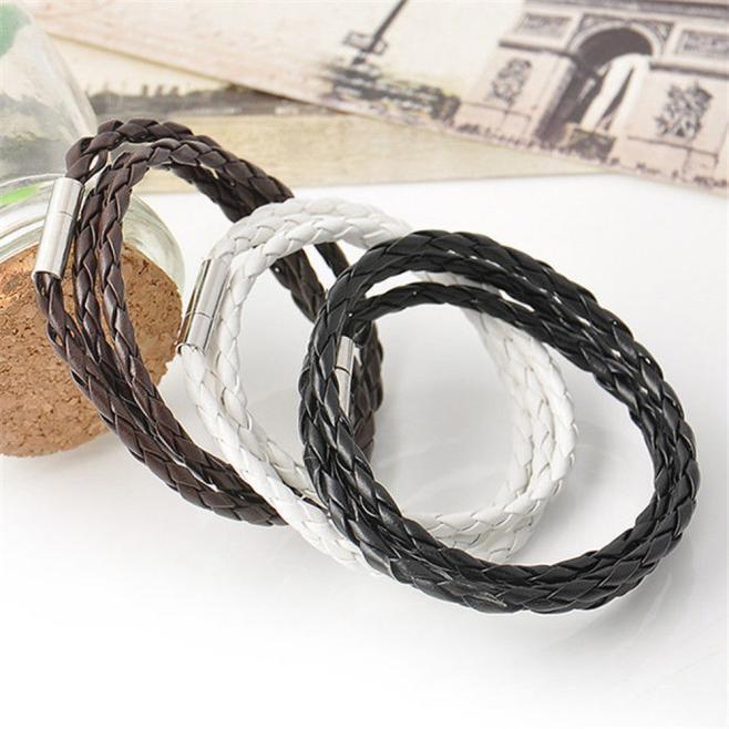brand black retro Wrap Long leather bracelet men bangles fashion sproty Chain link male charm bracelet with laps
