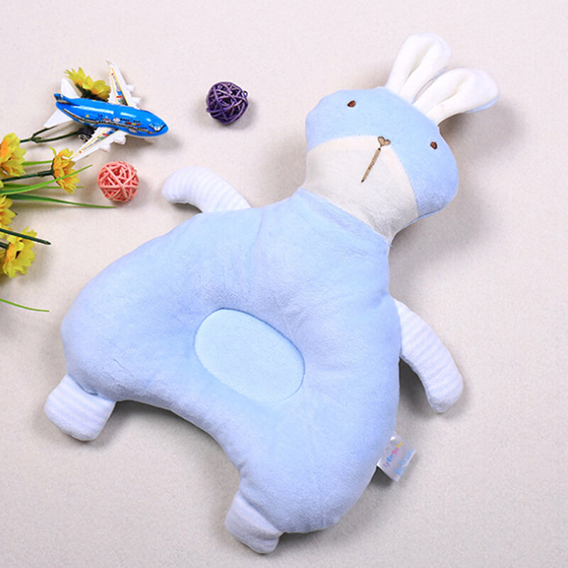 Almohada con forma cóncava para bebé recién nacido, protector de cabeza de conejo de dibujos animados, transpirable, estéreo, suave, nuevo