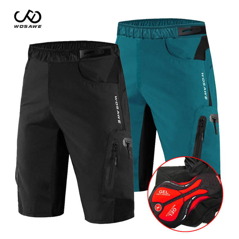 WOSAWE-pantalones cortos de ciclismo de gel para hombre, Shorts transpirables de secado rápido para bicicleta de montaña o de descenso, Verano