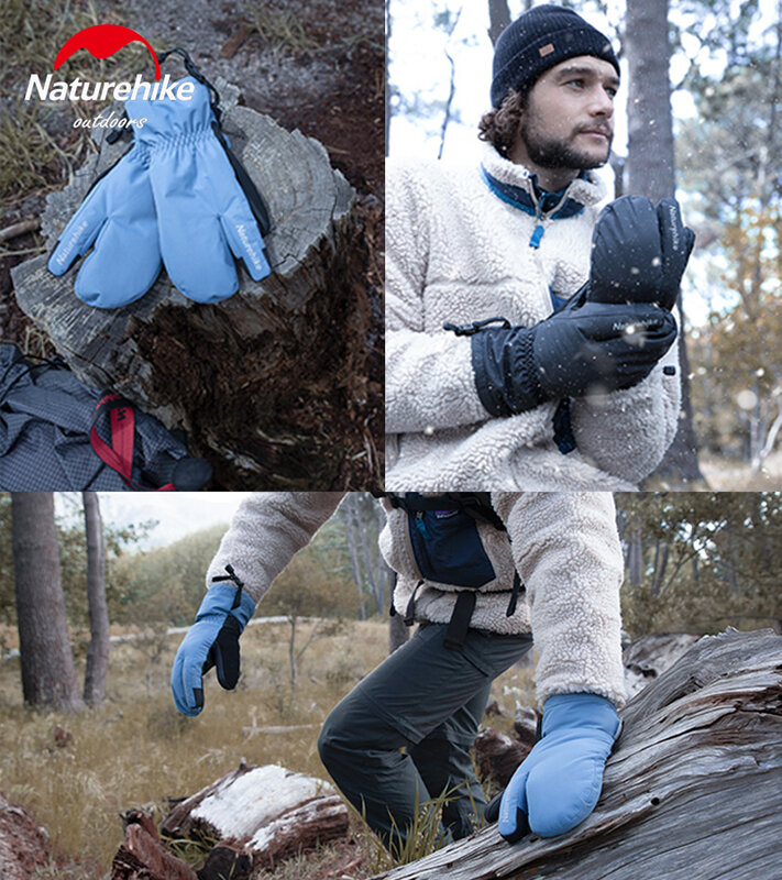 Naturehike Nieuwe 2022 Winter Mode 3 Vinger Handschoenen 0 ℃ ~-15 ℃ Antislip Verdikking Warm Houden reizen Touch Screen Skiën Gloves-GL12