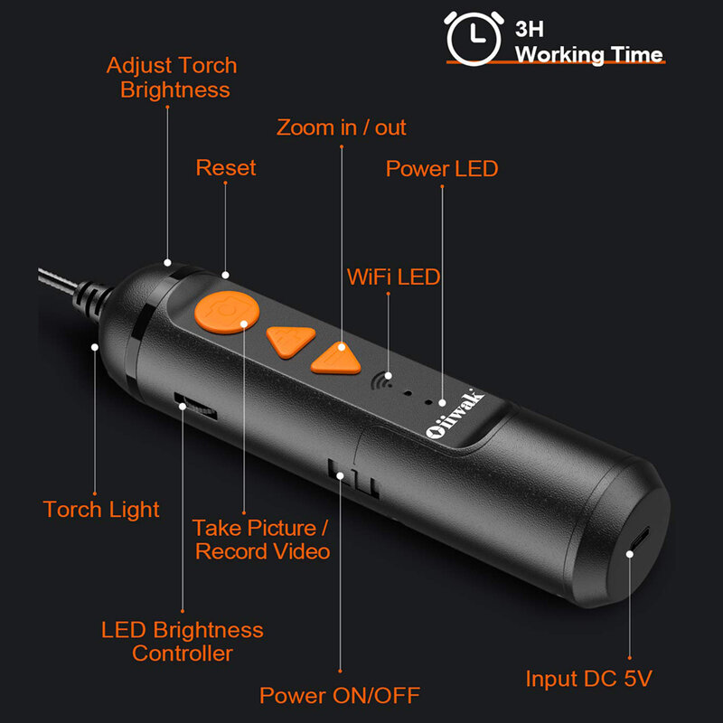 Oiiwak 0.18 cal WiFi karabin endoskop Gun Barrel boroskop pistolet 18 kaliber większy pistolet myśliwski czyszczenie dla androida iOS iPhone