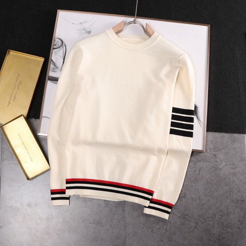2022 neue feste Marke Pullover Herren Pullover Striped Slim Fit Jumper Knitred Wolle Herbst Warme Koreanische Stil Casual Männer Kleidung