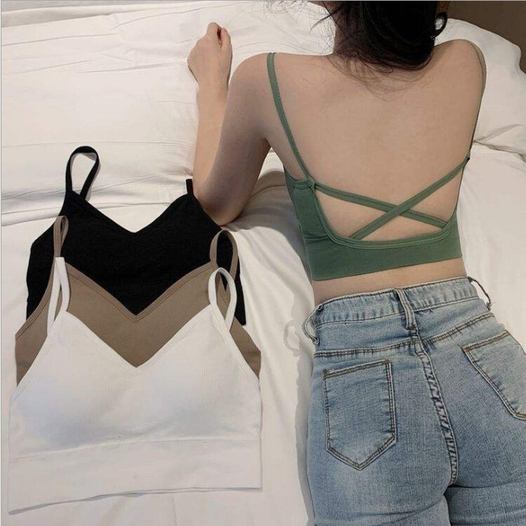 Sexy Tank Top Black Halter Crop Tops Women Summer Camis Backless Camisole Fashion Casual Tube Top Female Sleeveless Cropped Vest