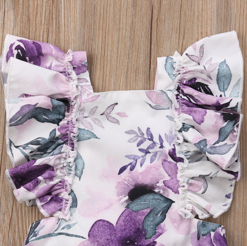 Barboteuse florale dos nu pour bébés filles, combinaison à volants, bandeau pour nouveau-né, vêtements pour enfants, nouvelle collection