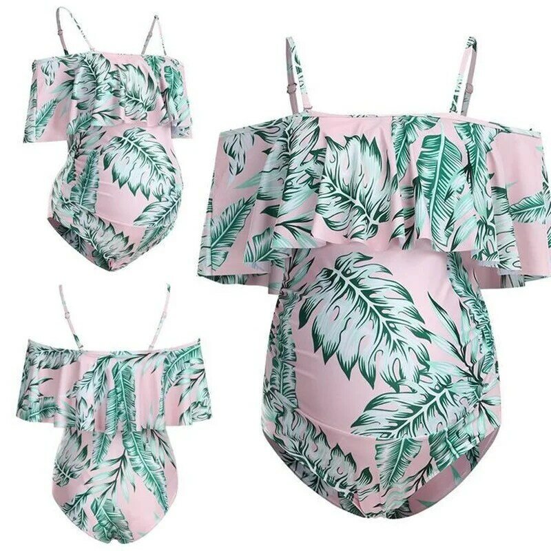 2021 moda roupa de banho para grávidas maiô de uma peça sexy fatos de banho de maternidade plissado impressão sólida biquinis mais tamanho