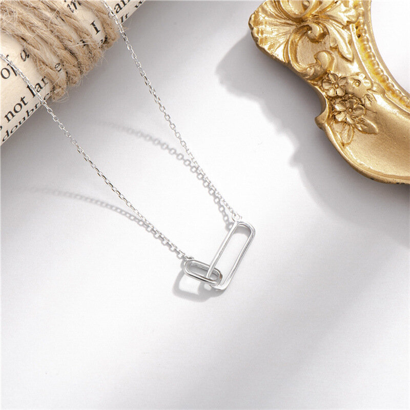 Sodrov 925 Sterling Silver Necklace Pendant For Women Classic Square Buckle Necklace High Quality Silver 925 Jewelry Pendant