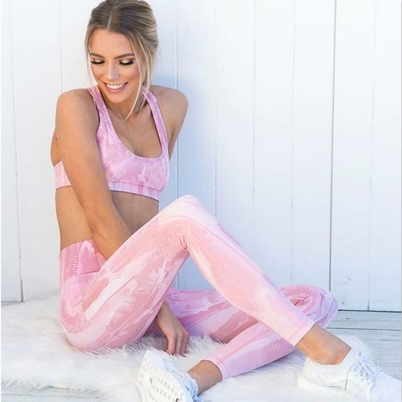 Gravata tintura conjunto de yoga feminino ginásio roupas esportes terno de fitness para mulher tie dye correndo conjunto sem costura agasalho atletismo conjunto rosa ginásio