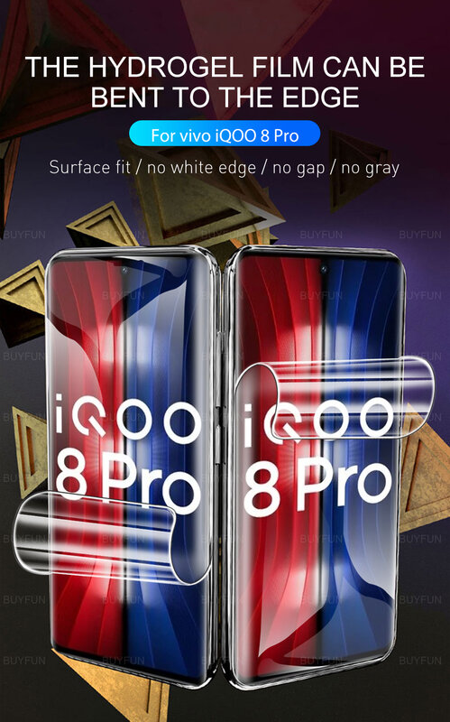 Vivo-Película de hidrogel para iQOO 8 Pro, película protectora de seguridad resistente a arañazos, HD, 6,78 pulgadas, 3 uds.