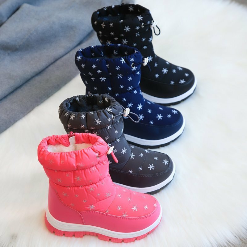 Botas de nieve impermeables para niños y niñas, zapatos peludos, cálidos, de felpa, E08105, 2021