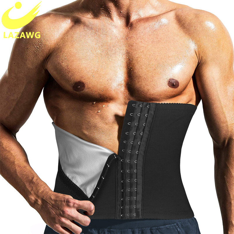LAZAWG Sauna Slimming Belt for Men Wholesale Waist Trainer Body Shaper Fat Burning Weight Loss Sweat Trimmer Belt Weight Loss