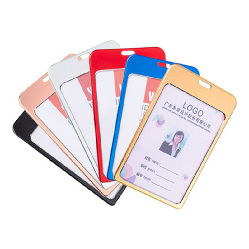 1PC Aluminum Alloy Employee ID Folder Folder Folder Cordless Portable Color Badge Card Holder