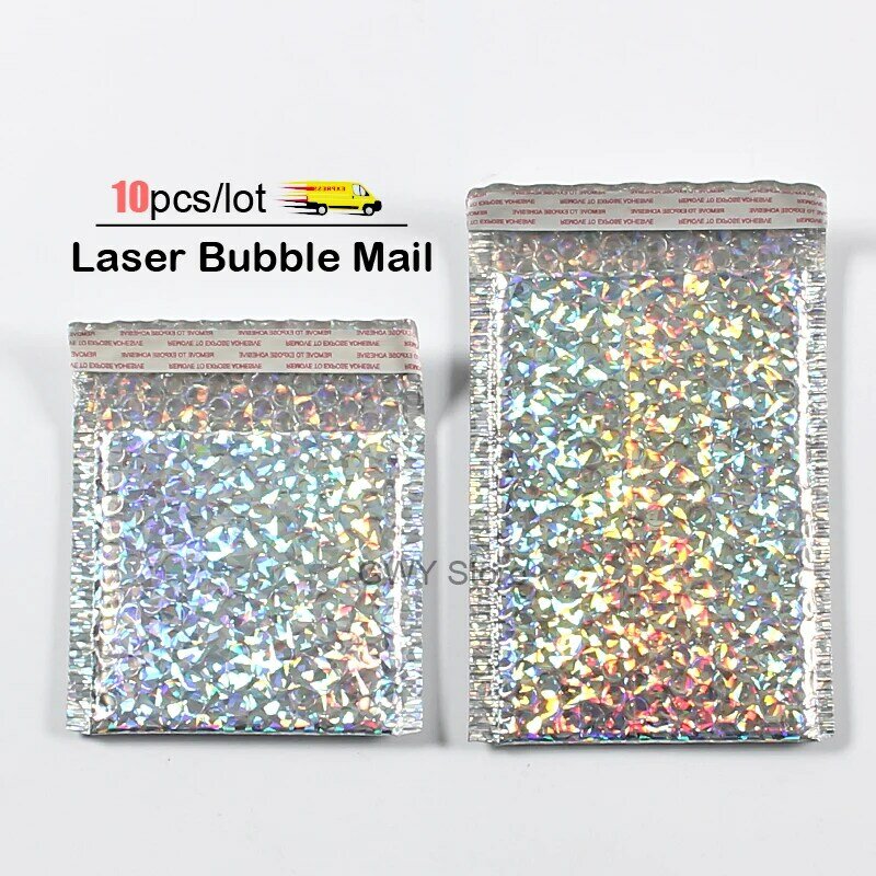 10pcs/lot laser Bubble Mailer Poly Mailing Bags Shipping Envelopes with Bubble Shipping Packaging Envelope Mailers Padded