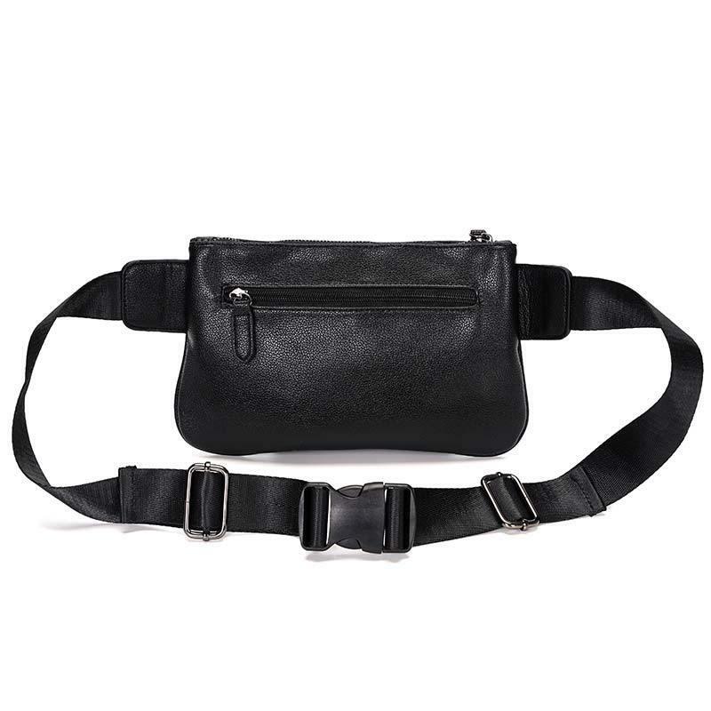 KUDIAN BEAR Fashion Men Waist Bag Black Male Belt Bag Wateproof Chest Handbags Pack Leather Purse Shoulder Bag BX01 PM49