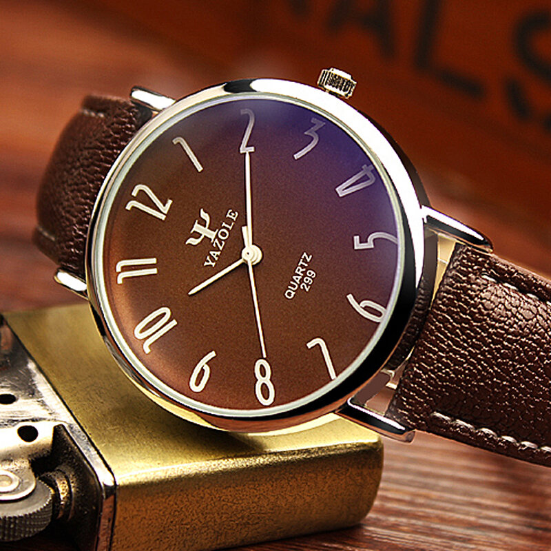 Дизайнерские часы YAZOLE для влюбленных, кварцевые часы для мужчин, модные женские наручные часы, женские часы из искусственной кожи, синий луч, relogio reloj