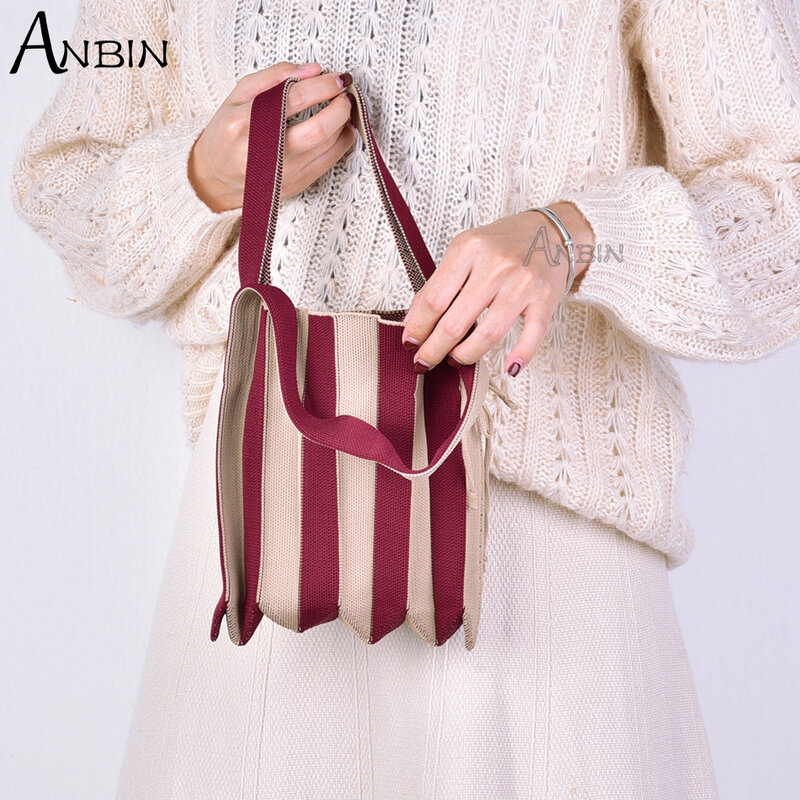 Bolso de hombro de punto con paneles plisados para mujer, bolsa de compras de buen diseño, sencillo, Chic, a la moda