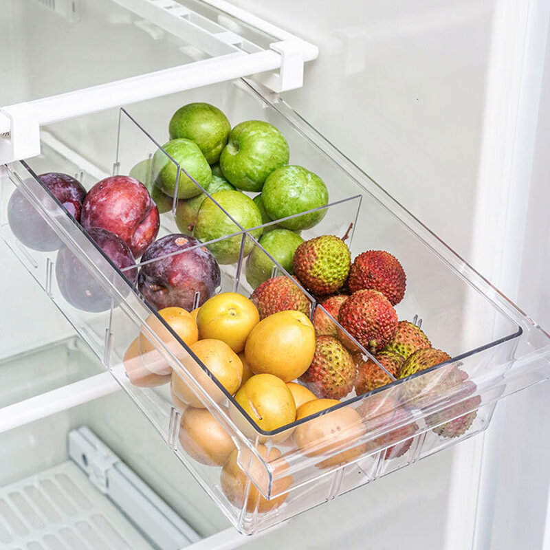 ตู้เย็นลิ้นชัก1/4/8ช่องตู้เย็นลิ้นชักโปร่งใสตู้เย็นเก็บคอนเทนเนอร์สำหรับ Pantry ตู้แช่แข็ง