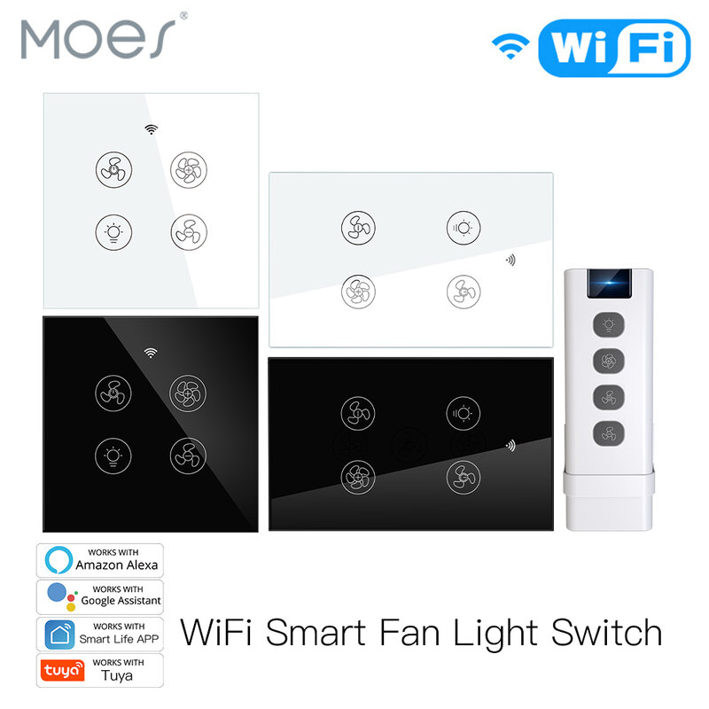 Ventilador de techo inteligente para el hogar, luz de 2/3 vías con Control de velocidad remoto por aplicación Smart Life/Tuya, Compatible con Alexa y Google Home, WiFi, RF, novedad