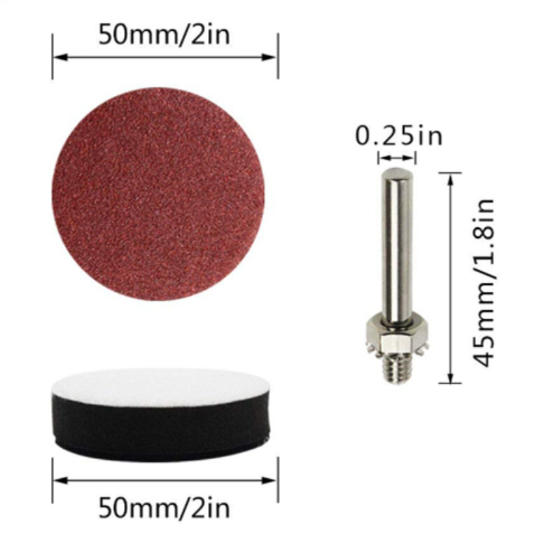 Revestimiento de placa de arena de 50mm/2 pulgadas, 100 piezas, para amoladora de bits, revestimiento de placa de arena para herramienta rotativa de 80 a 3000 de grano