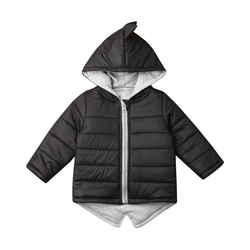 Manteau à capuche épais avec fermeture éclair pour bébé fille et garçon, veste chaude, vêtements d'extérieur, motif dinosaure 3D, 1-7T