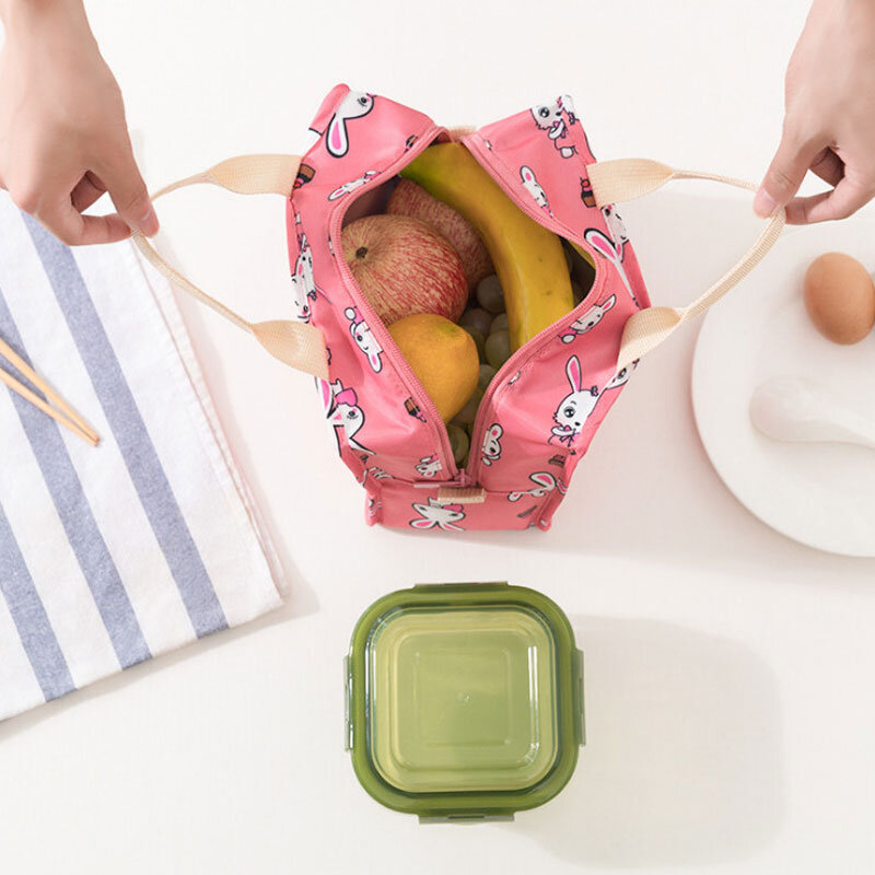 Torba termiczna przenośne jedzenie torba folia aluminiowa pudełko termiczne Zipper torebka chłodząca słodkie zwierzę drukuje Lunchbox