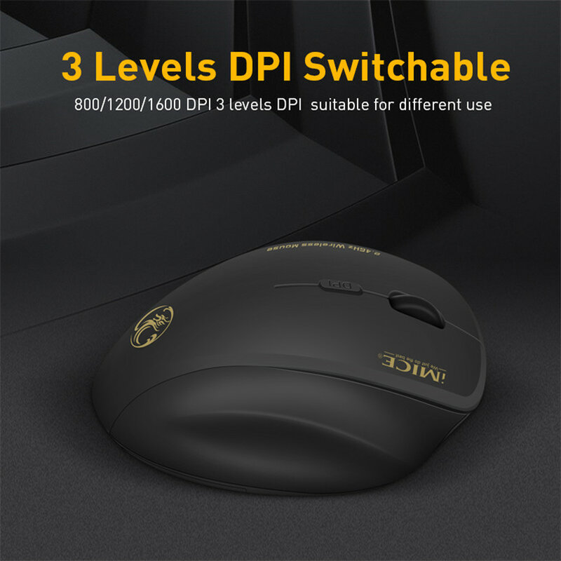 1600 DPI per Mouse Wireless per Laptop Mouse ergonomico per PC Mouse ottico per PC con ricevitore USB 6 pulsanti Mouse Wireless da 2.4Ghz