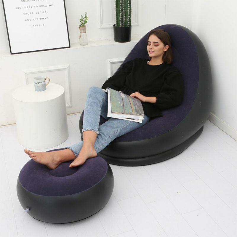 PVC Inflatable Lazy โซฟาเก้าอี้ Lounger ที่นั่ง Bean กระเป๋า Pouf พัฟโซฟา Tatami ห้องรับแขก Flocking โซฟาเตียง-
