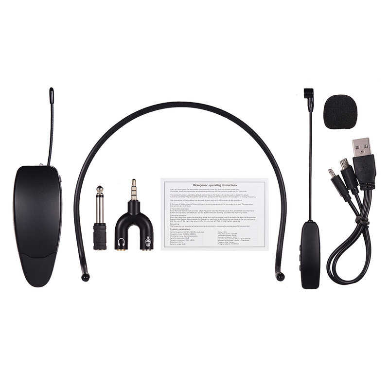 Sistema de micrófono inalámbrico portátil de 2,4G de auriculares con micrófono enchufe de 3,5mm para la enseñanza, la voz pública, los artistas escénicos