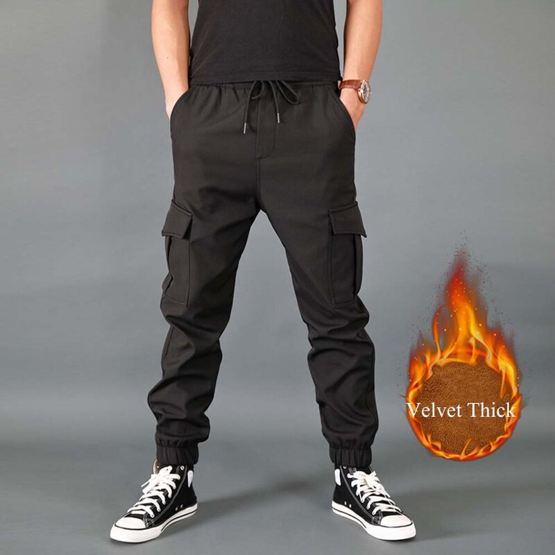 Мужские флисовые штаны FALIZA, теплые спортивные штаны с несколькими карманами, свободного покроя, для зимы, PA52