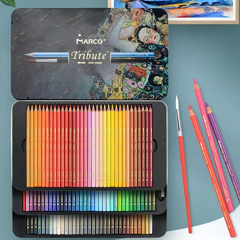 Marco profissional 100 cores aquarela colorido lápis conjunto artista esboço desenho cor lápis caixa de presente para a escola arte suprimentos