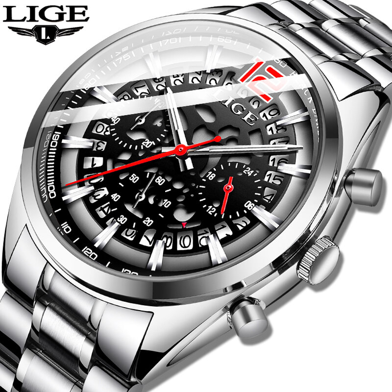 LIGE-montre de sport pour hommes, montre-bracelet de luxe, étanche 30m, à Quartz, 2020